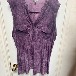 Avenue Purple Plus Size 26/28W Shell Top with two pockets